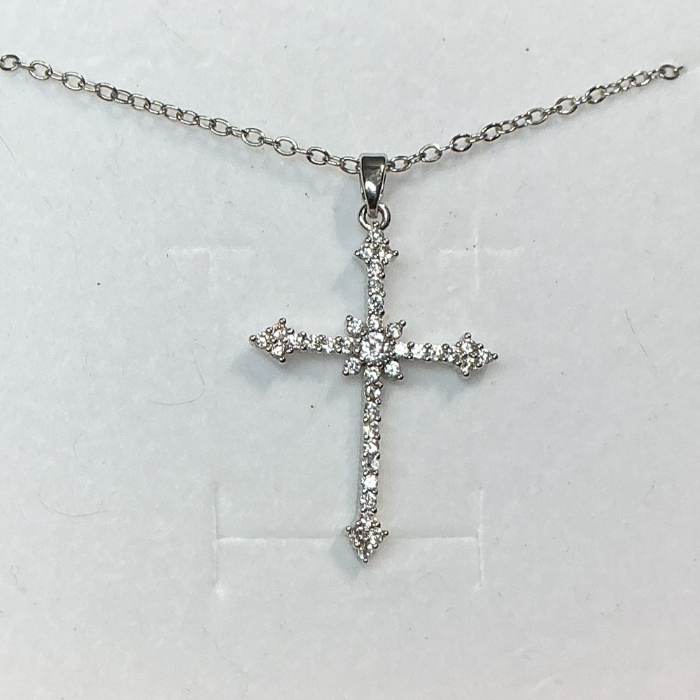 ✝️Silver CZ Cross Necklace | Sparkling Faith Pendant